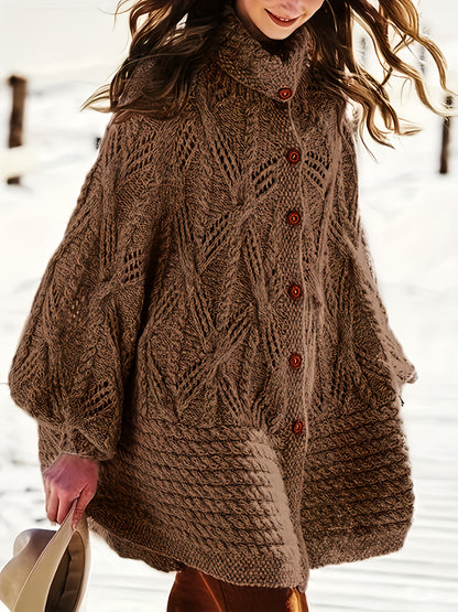 A Chunky Long Coat with a Twisted Rope Design