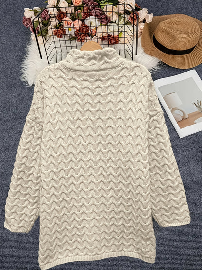 Directional autumn and winter plus size Women's casual commuting warm small collar corrugated cardigan with buttons padded sweater coat.